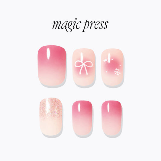 Dashing Diva Magic Press- Pinky Ribbon (Regular Round) | 穿戴甲| Press On Nail