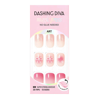 Dashing Diva Magic Press- Pinky Ribbon (Regular Round) | 穿戴甲| Press On Nail