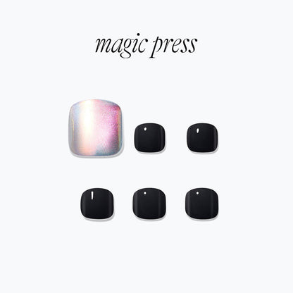 Dashing Diva Magic Press Pedicure- Black Aurora | 穿戴甲（腳甲）| Press On Pedicure