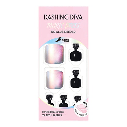 Dashing Diva Magic Press Pedicure- Black Aurora | 穿戴甲（腳甲）| Press On Pedicure