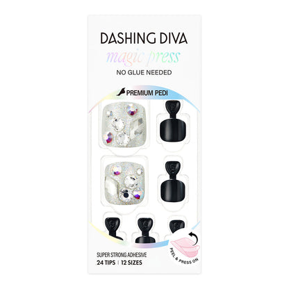 Dashing Diva Magic Press Pedicure- Black Sapphire | 穿戴甲（腳甲）| Press On Pedicure