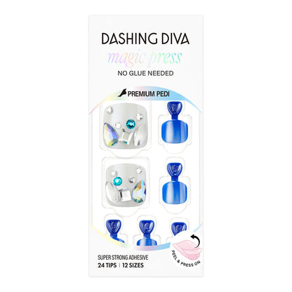 Dashing Diva Magic Press Pedicure- Blue Sapphire | 穿戴甲（腳甲）| Press On Pedicure