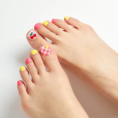 Dashing Diva Magic Press Pedicure- Cherry pink | 穿戴甲（腳甲）| Press On Pedicure