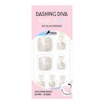 Dashing Diva Magic Press Pedicure- Silver Sparkle | 穿戴甲（腳甲）| Press On Pedicure