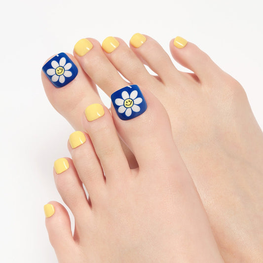 Dashing Diva Magic Press Pedicure- Sunny Daisy | 穿戴甲（腳甲）| Press On Pedicure