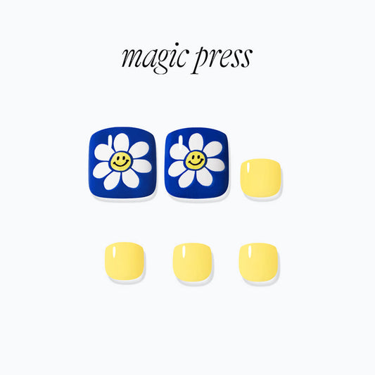 Dashing Diva Magic Press Pedicure- Sunny Daisy | 穿戴甲（腳甲）| Press On Pedicure