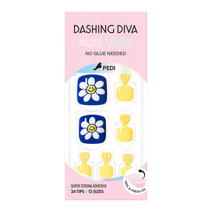 Dashing Diva Magic Press Pedicure- Sunny Daisy | 穿戴甲（腳甲）| Press On Pedicure