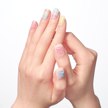 Dashing Diva Magic Press- Bear Twins (Regular Round) | 穿戴甲| Press On Nail