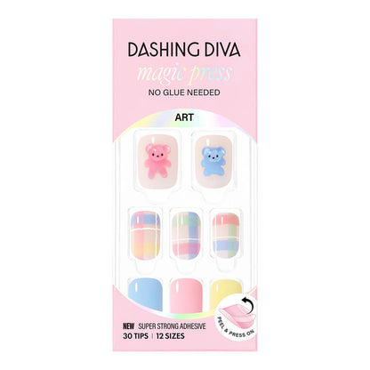 Dashing Diva Magic Press- Bear Twins (Regular Round) | 穿戴甲| Press On Nail