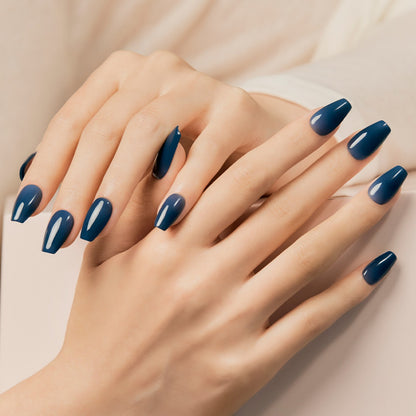 Dashing Diva Magic Press- Clear Navy (Coffin) | 穿戴甲| Press On Nail