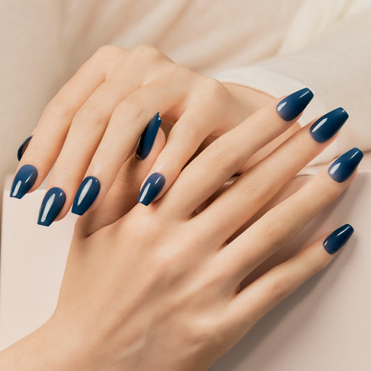 Dashing Diva Magic Press- Clear Navy (Coffin) | 穿戴甲| Press On Nail