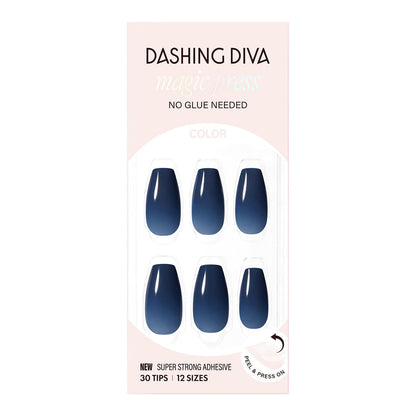Dashing Diva Magic Press- Clear Navy (Coffin) | 穿戴甲| Press On Nail