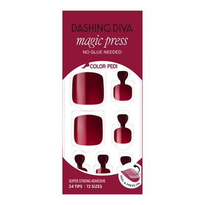 Dashing Diva Magic Press Pedicure- Deep Red | 穿戴甲（腳甲）| Press On Pedicure