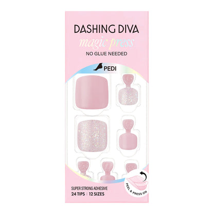 Dashing Diva Magic Press Pedicure- Glittering pink | 穿戴甲（腳甲）| Press On Pedicure