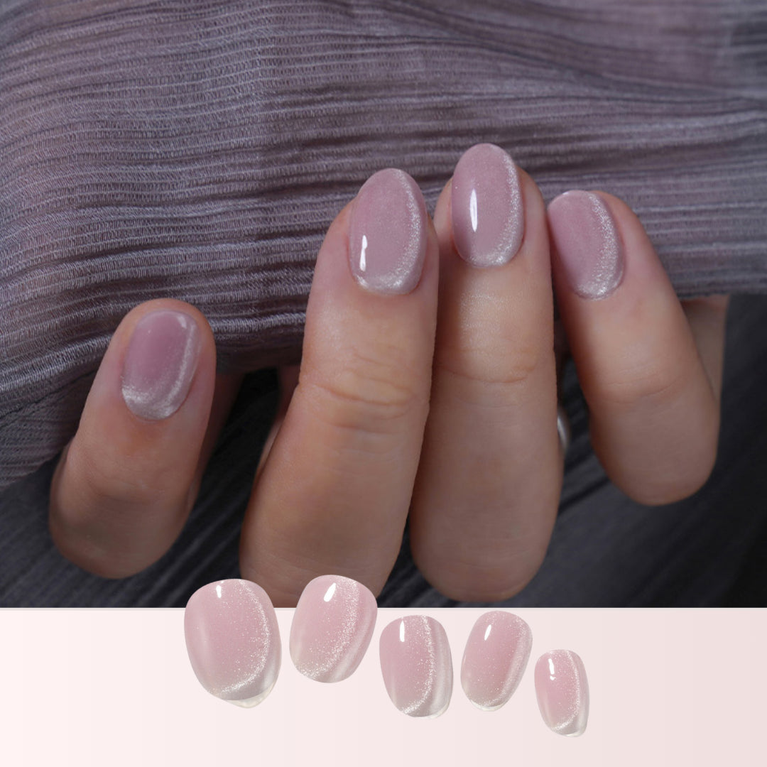 粉紅貓眼指甲貼免照燈