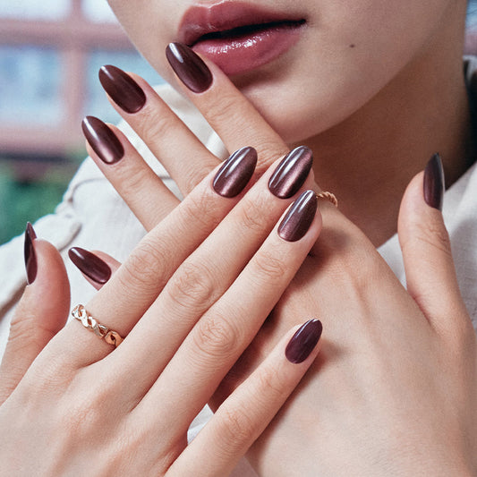 酒紅貓眼穿戴甲