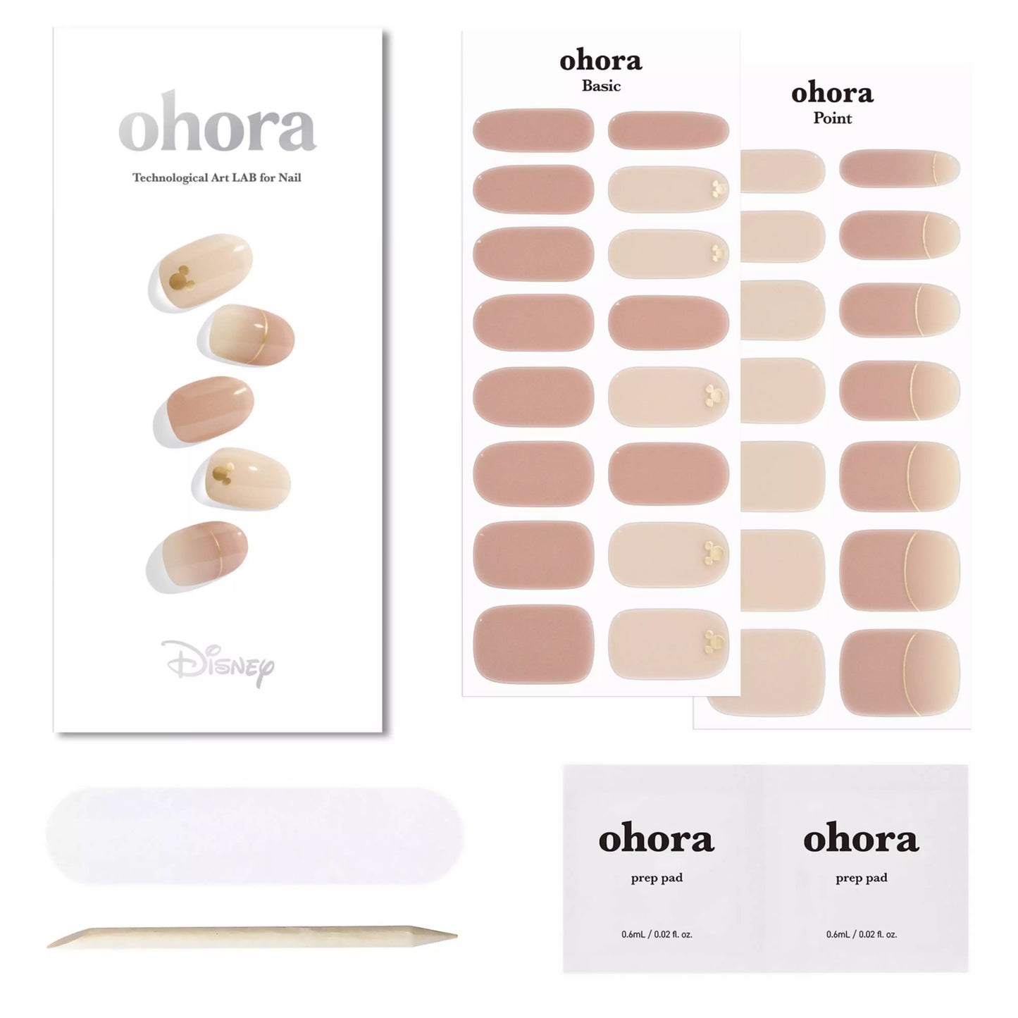 Beige Mickey Nail Wraps ohora 
