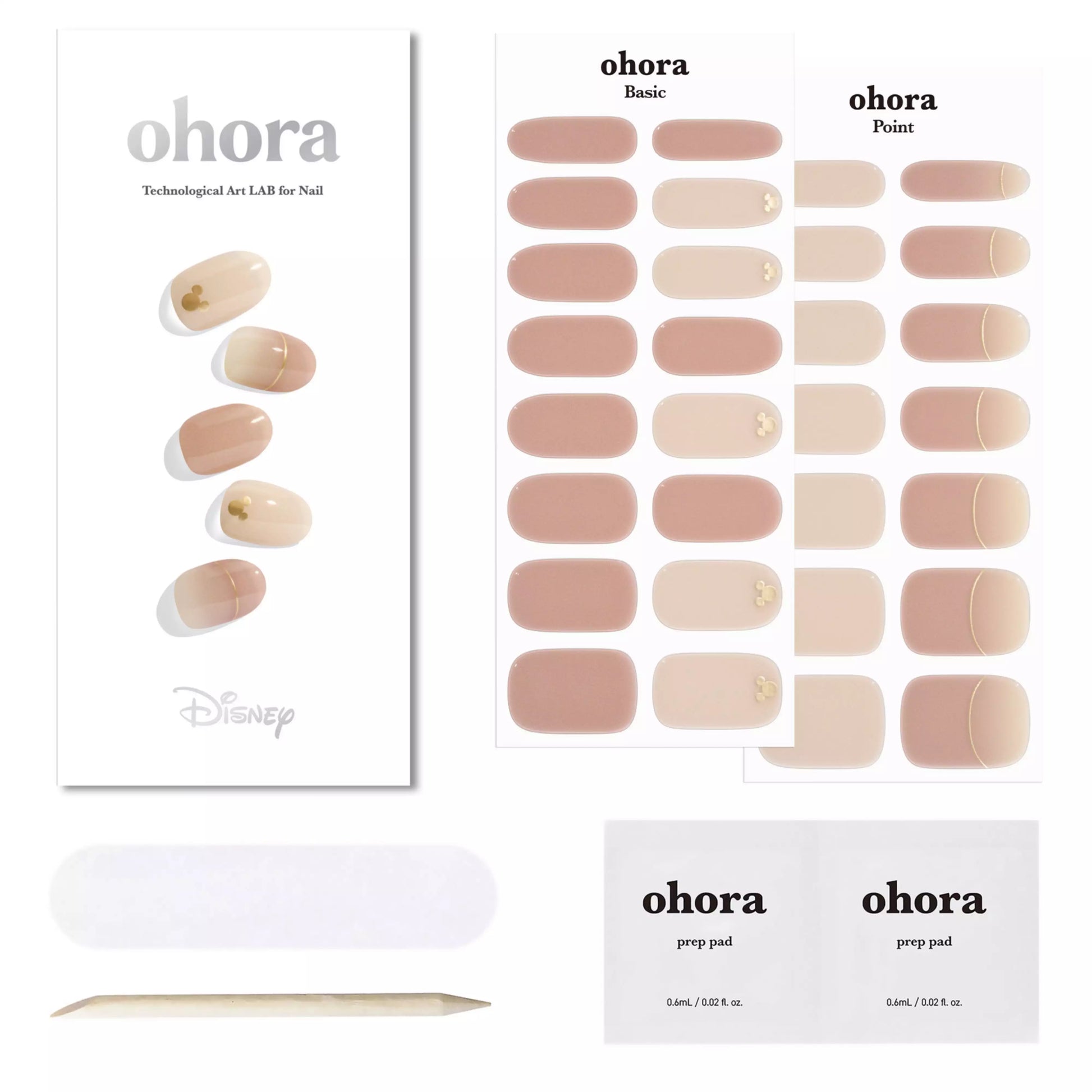Beige Mickey Nail Wraps ohora 