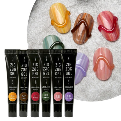 Jello Jello Non-Wipe Tube Gel Zigzag Gel Mood 6-piece set|美甲工具|Tube Gel