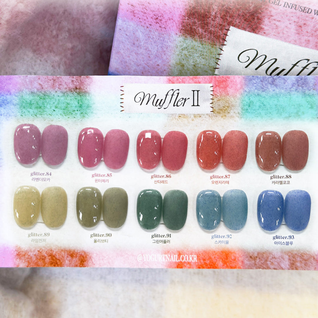 [Yogurt Nail] Muffler 2 Velvet Gel Full Set (10 Colours) | Soft Knit Texture Winter Gels