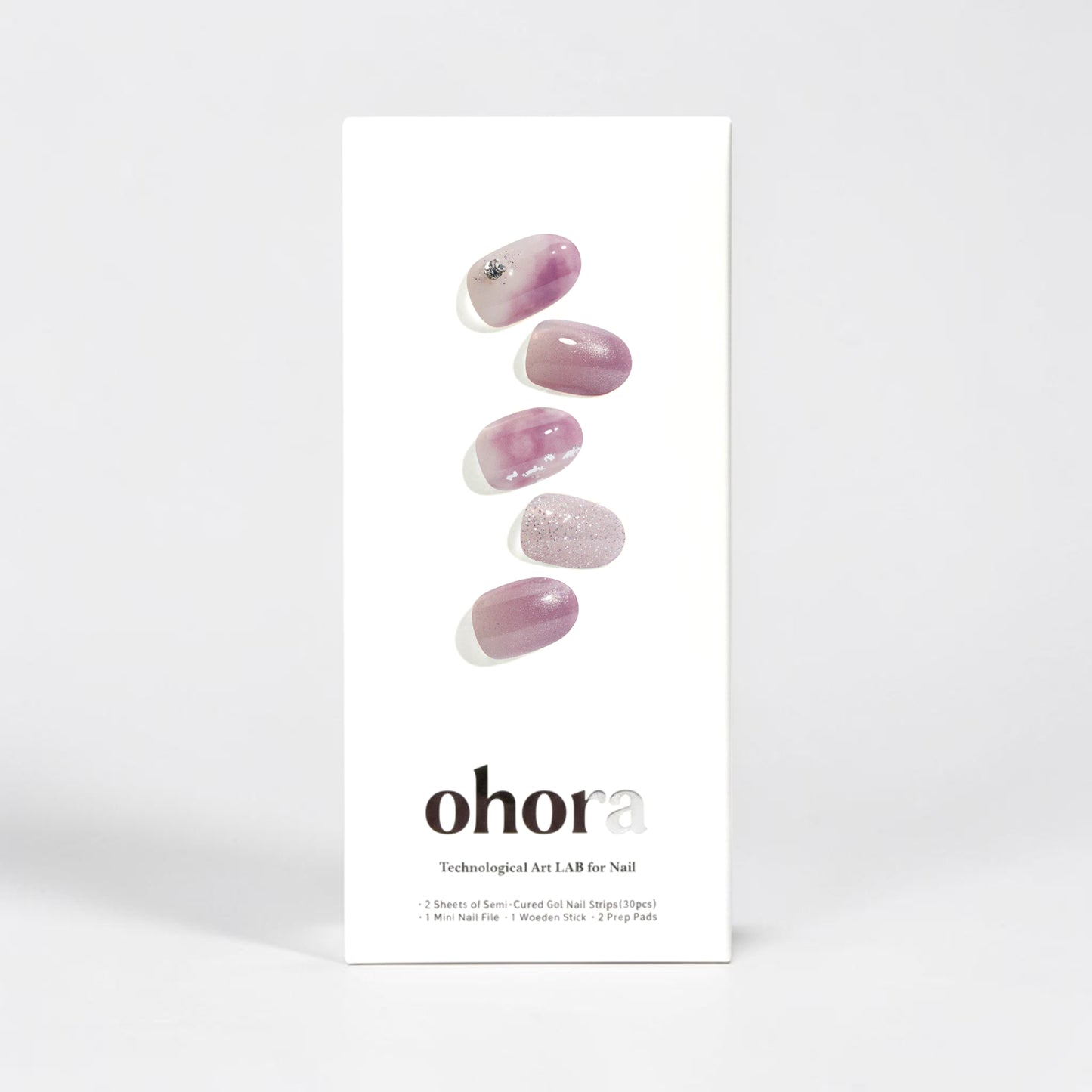 Ohora | N Ajisai Bloom 繡球花紫暈染水鑽指甲貼 (半硬化凝膠)