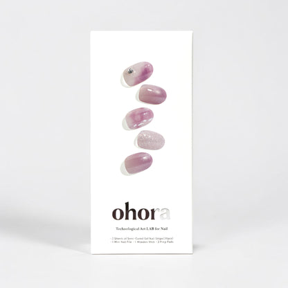 Ohora | N Ajisai Bloom 繡球花紫暈染水鑽指甲貼 (半硬化凝膠)
