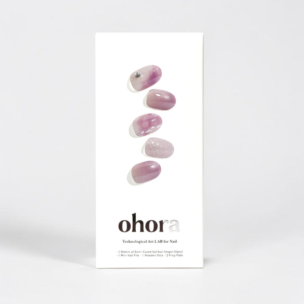 Ohora | N Ajisai Bloom 繡球花紫暈染水鑽指甲貼 (半硬化凝膠)