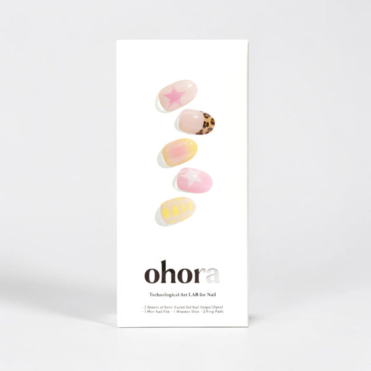 ohora N Y2K Muse Semi Cured Gel Nail Strips – Y2K Star, Leopard & Candy Check Nails