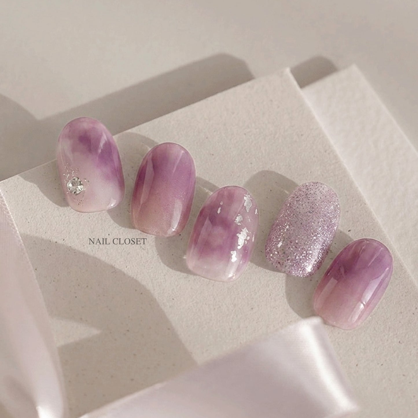 purple glitter nail wraps