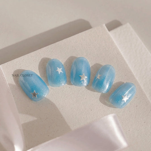 Blue Nail Wraps Cat eeye