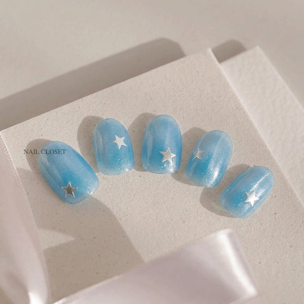 Blue Nail Wraps Cat eeye