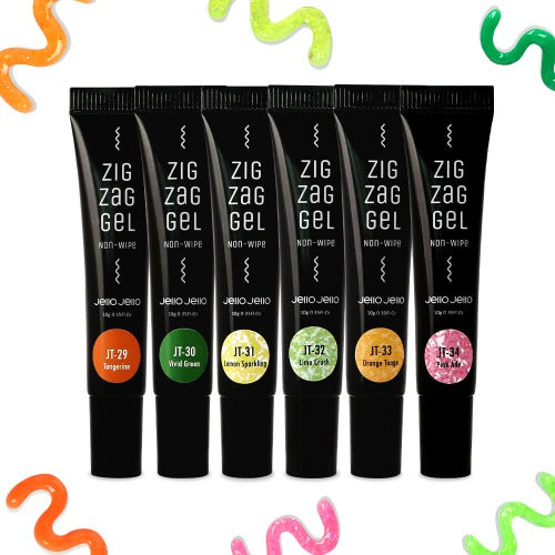 Jello Jello Non-Wipe Tube Gel Zigzag Gel Neon Summer 6-piece set|美甲工具|Tube Gel