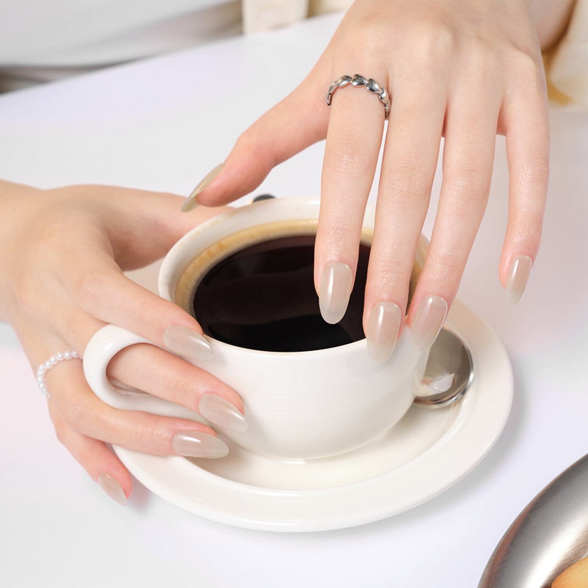 Dashing Diva Magic Press Oat Beige sheer oat nude Almond press-on nails