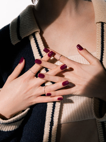 Finger Suit Original Burgundy Nails (Square) | 穿戴甲| Press On Nail
