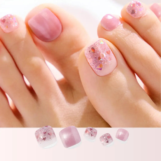 Ohora Korea | P Heart Glimmer Pedi | 腳甲貼| Semi Cured Gel