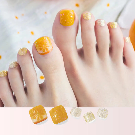 Ohora Korea | P Orange Splash Pedi | 腳甲貼| Semi Cured Gel