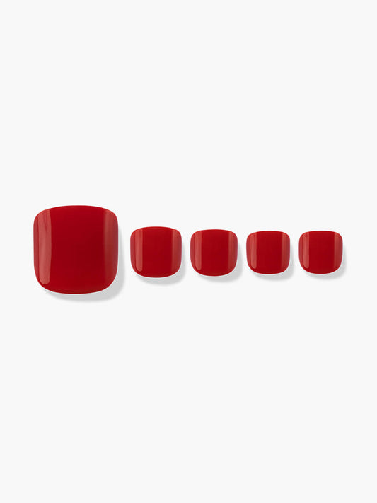Finger Suit Pure Red Pedi | 穿戴甲（腳甲）| Press On Pedicure