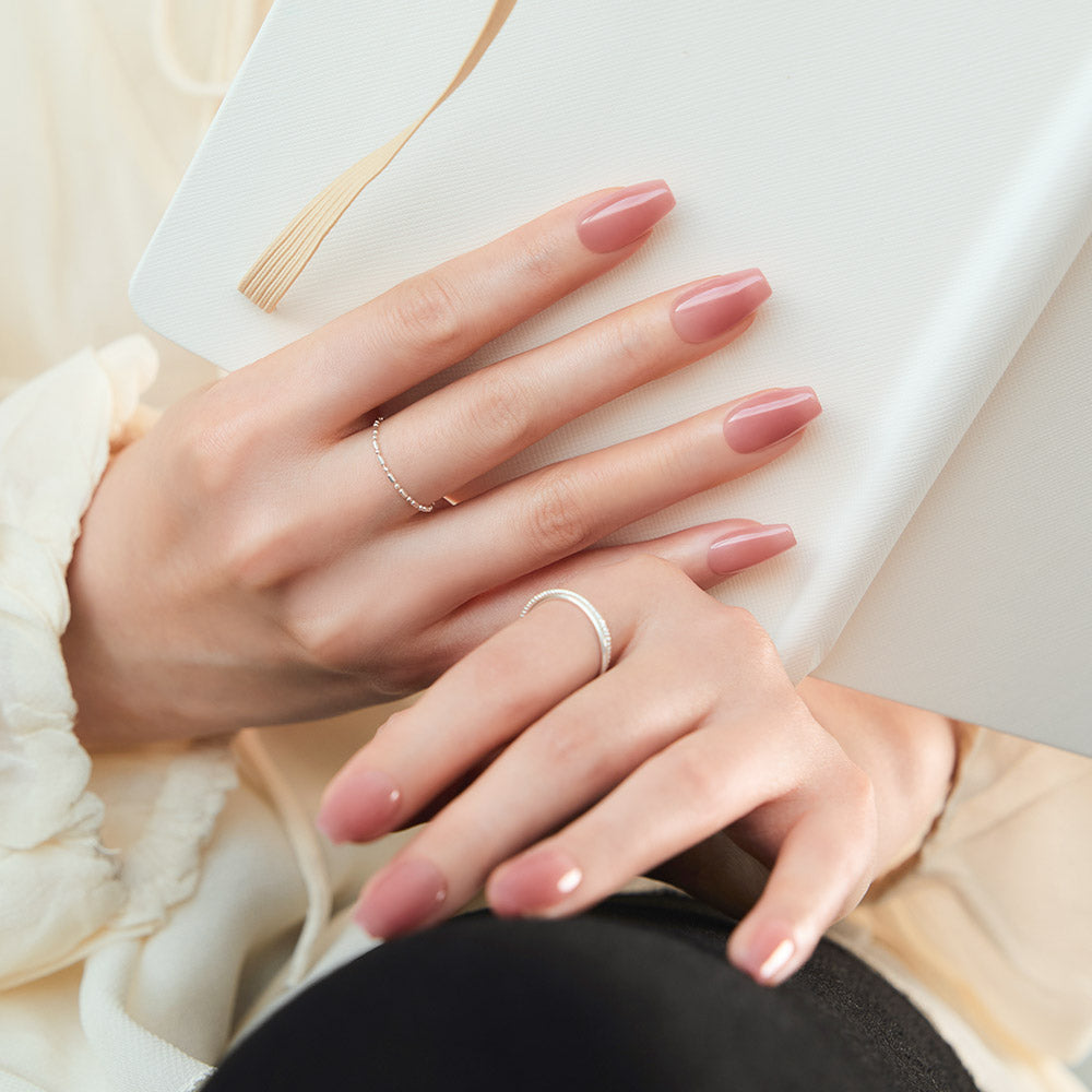 Dashing Diva Magic Press Rose Burn rose nude ombre Coffin press-on nails