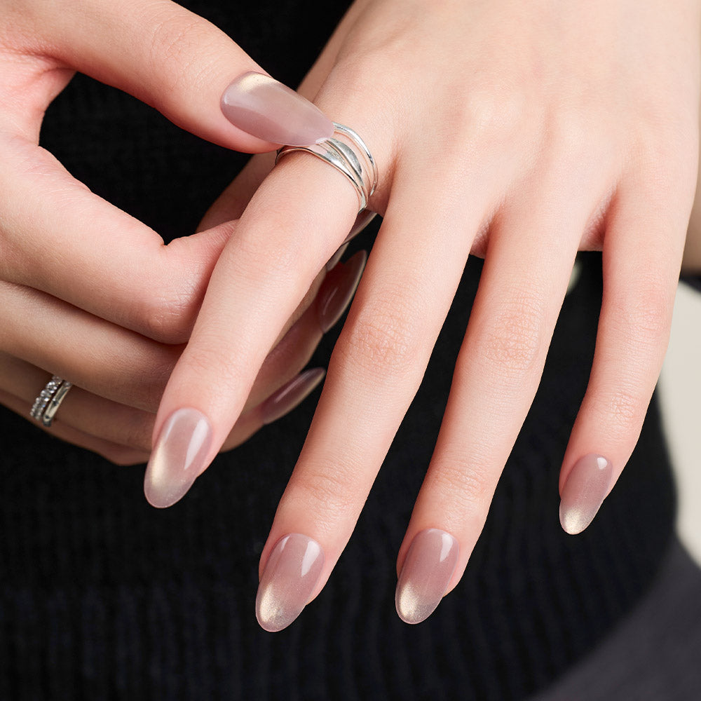 Rosewood Gold Cat-Eye Press-On Nails