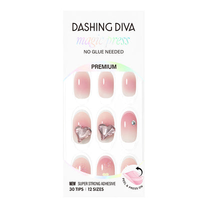 Dashing Diva Magic Press粉紅立體心心穿戴甲
