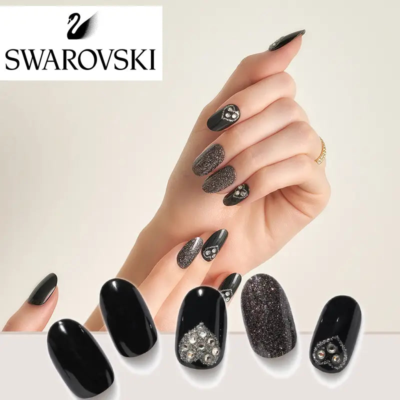 Swarovski01|Black Heart|指甲貼|Semi Cured Gel