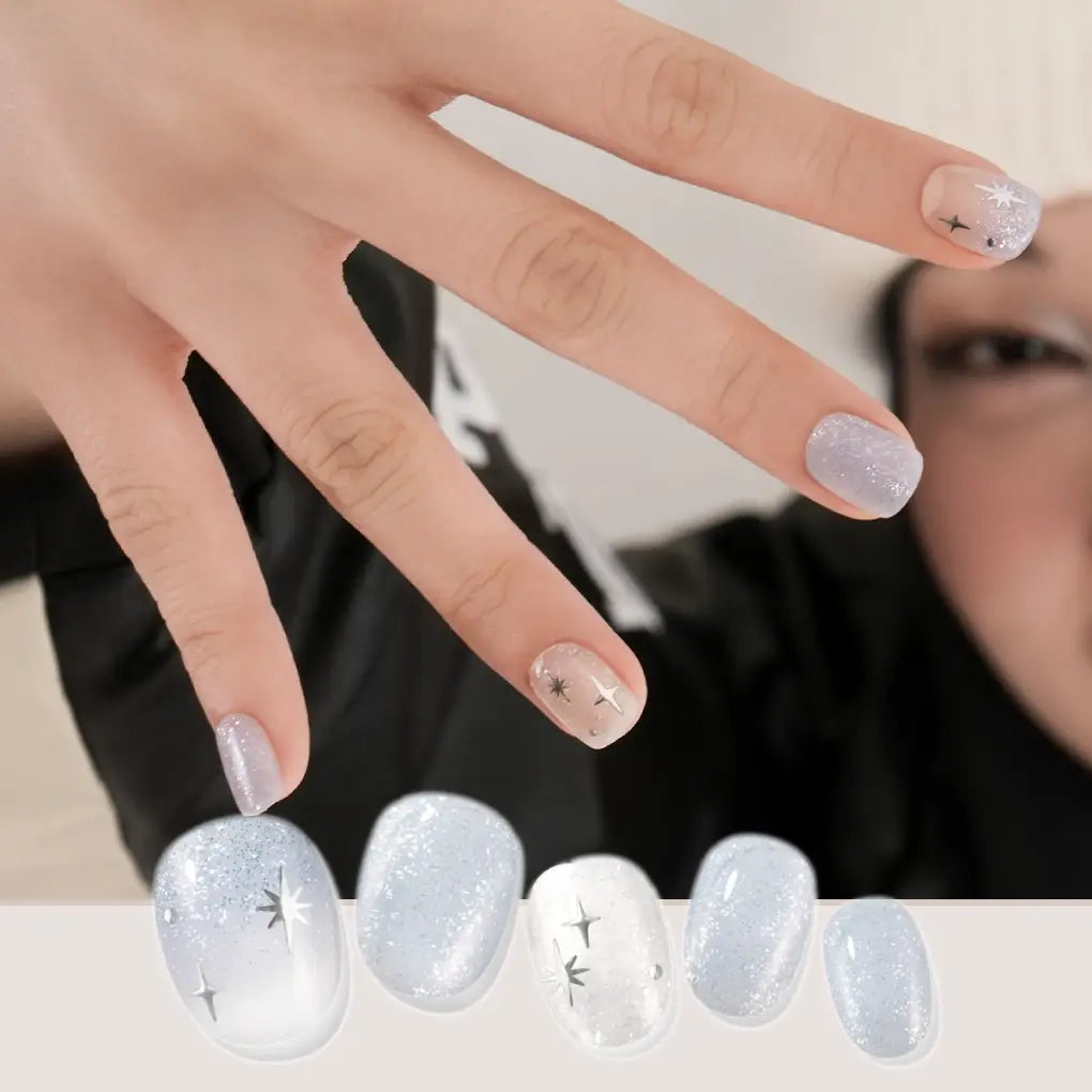 Blue Sparkling|Nail Stickers|Solar Gel