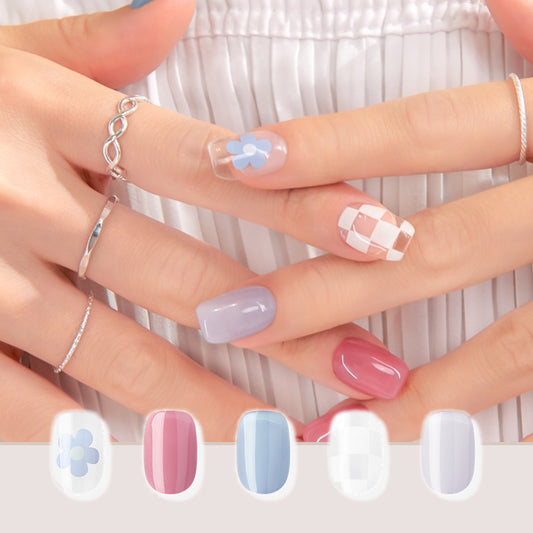 Bloom Nails (Round Square))*中長| 半固化凝膠硬甲片|指甲貼|Nail Tip