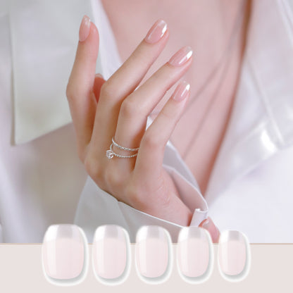 Glazed French Nails (Round Square)*可選短甲或中長甲| 半固化凝膠硬甲片|指甲貼|Nail Tip