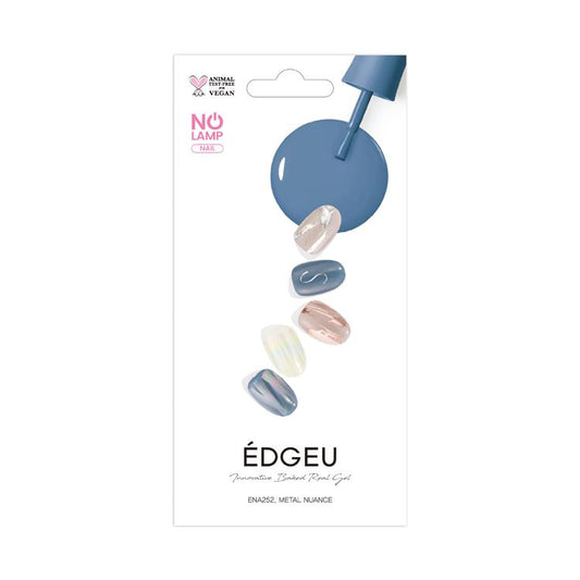 Edgeu Metallic Nuance ENA252 Vegan No‑Lamp Gel Nail Wraps – Blue Grey & Rose Gold Chrome