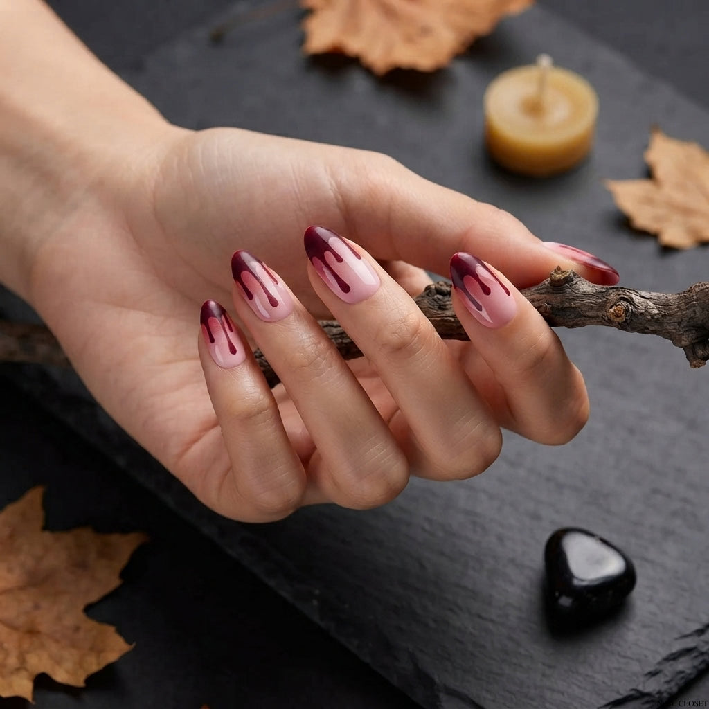 ohora Bloody Mary Medium Almond Halloween cured gel press-on nails