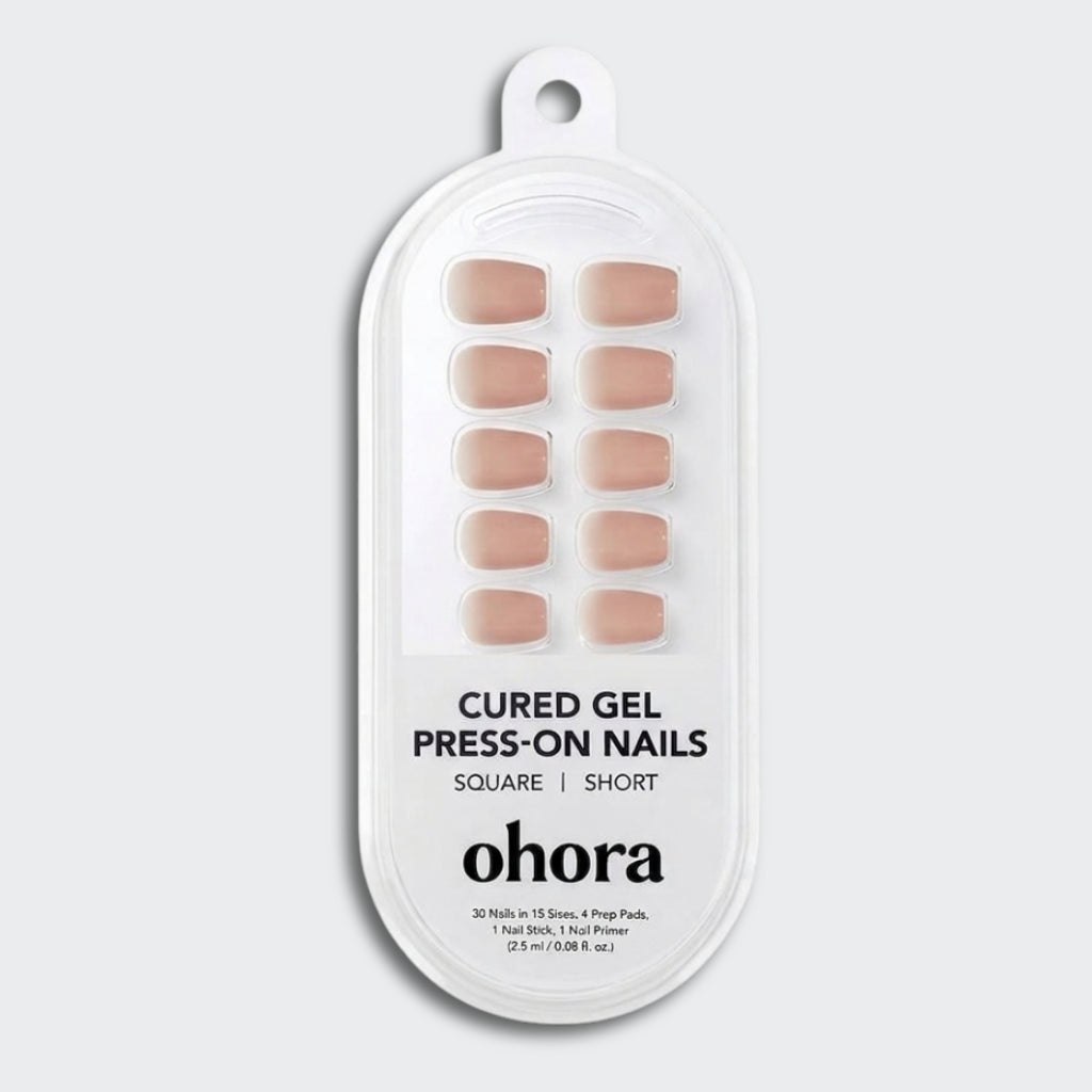 ohora Blush Caramel Short Square soft blush caramel nude gel press-on nails