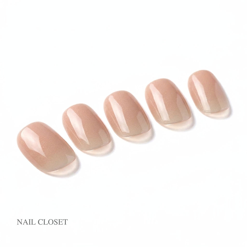 ohora Blush Caramel Short Square soft blush caramel nude gel press-on nails