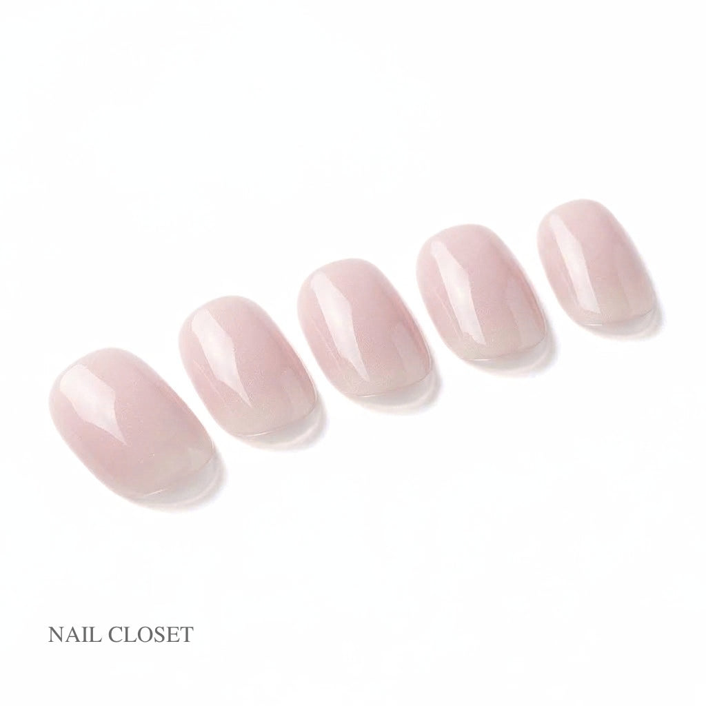 ohora Blush Petal Short Square natural nude pink gel press-on nails