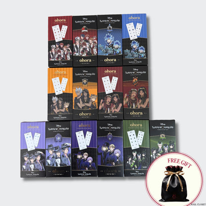 ohora Disney Twisted Wonderland Full Set (Free Random Bag) | All 7 Semi-Cured Gel Nail Wraps + 7 Deco Stickers | Limited Edition